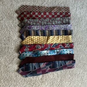 Lot Men's Tie Collection 10- Burgundy, Purple, Gold, Blue, Black